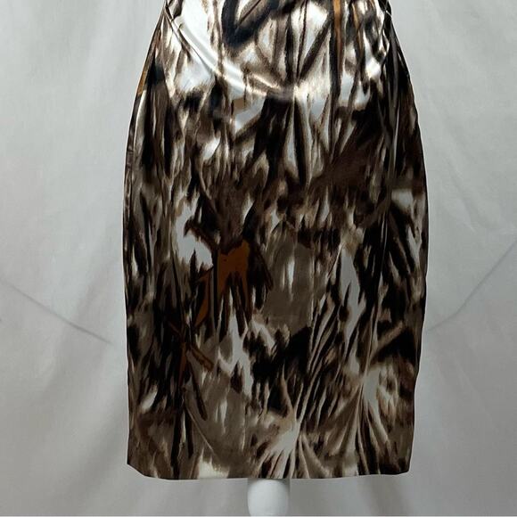 Maggy London Brown Tan Ruched Fitted Party Event Feminine Dress NWOT Size 8 - Picture 4 of 13